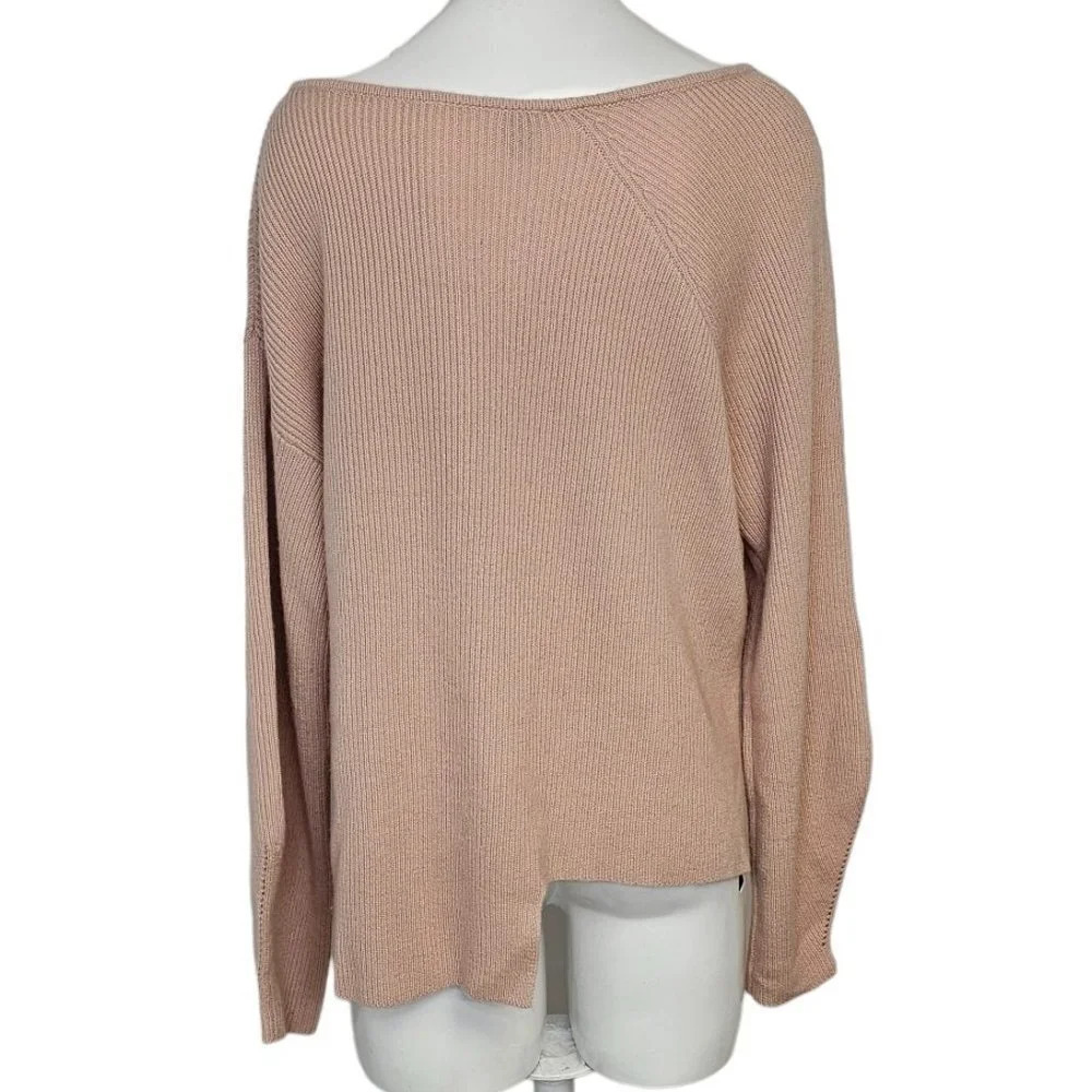 PINKO Asymmetrical Wool Cashmere Ribbed Sweater Pink Size Small - Picture 2 of 9